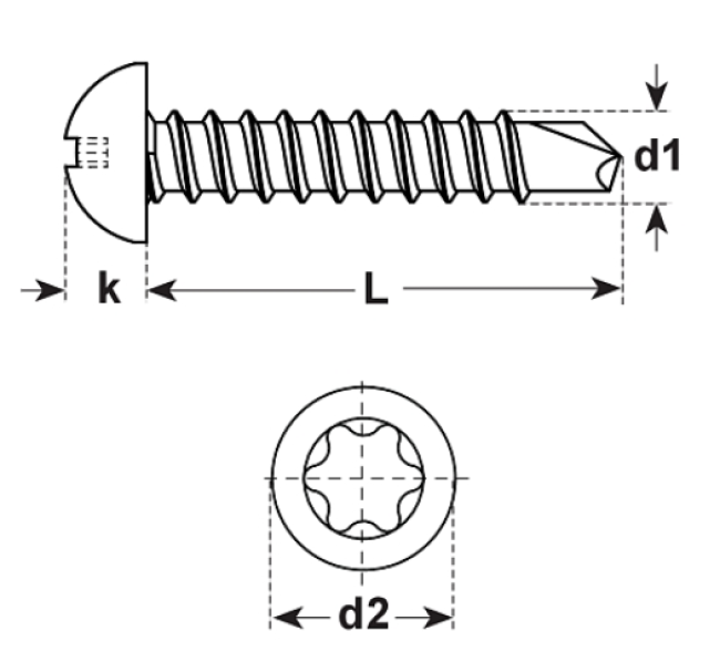 Selbstbohrschrauben Linsenkopf Torx Inox DIN 7504